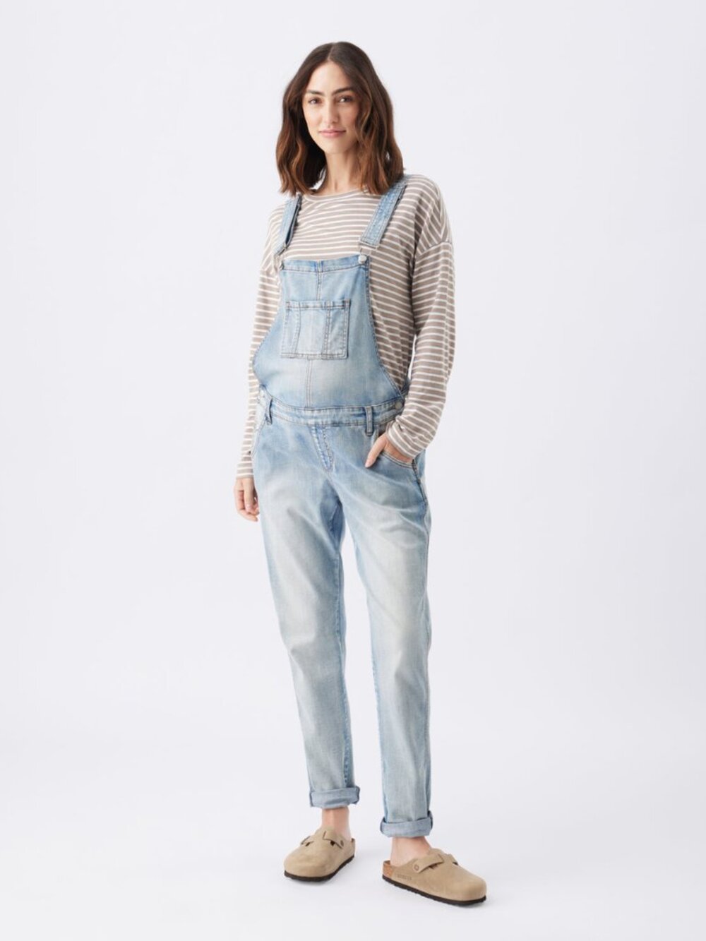 Ripe Maternity Denim Overalls Pale Blue Vintage Wash Dungarees Size XS
